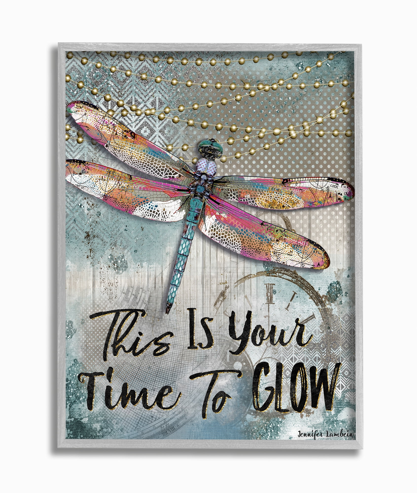 Stupell IndustriesBlue Lights This Is Your Time To Glow Inspirational DragonflyFramed Wall Art by Jennifer Lambein