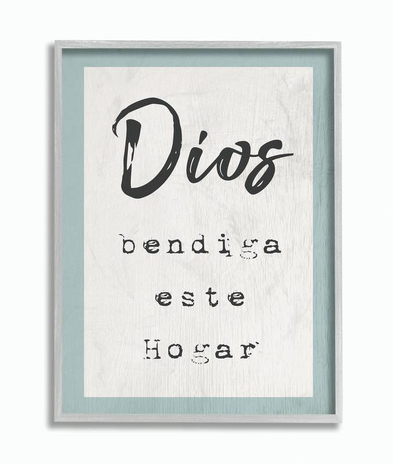 Stupell IndustriesBlue and White Dios Bendiga Este Hogar Spanish TypographyFramed Wall Art by Daphne Polselli