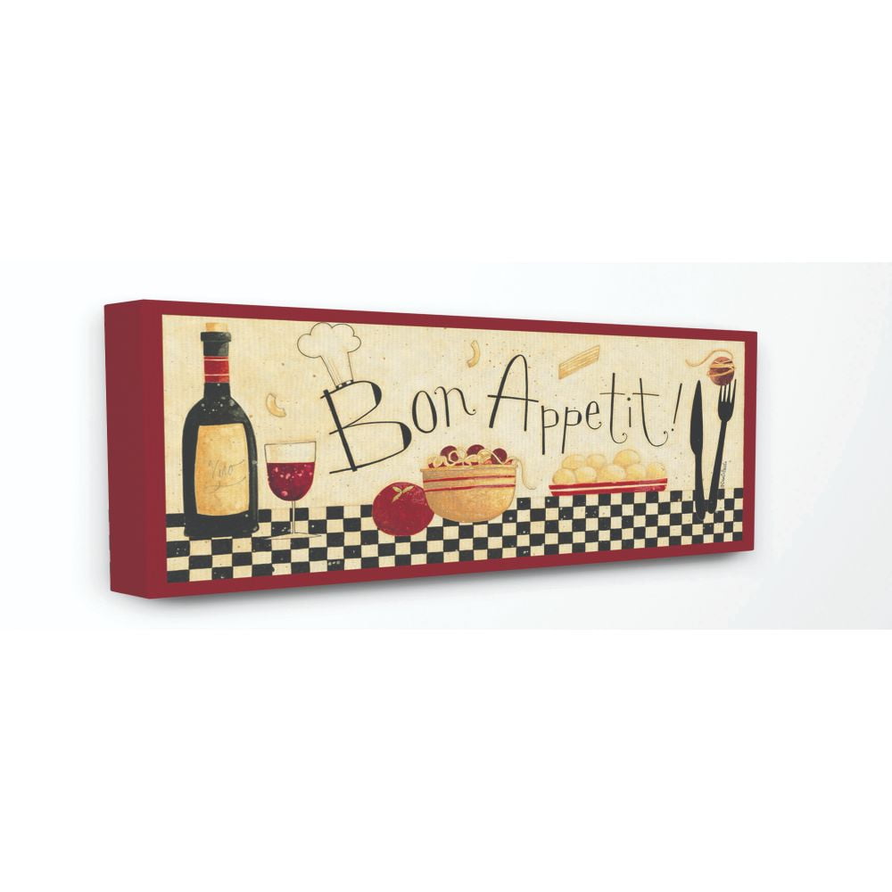 Bon Appetit Red and Beige Kitchen Canvas Wall Art