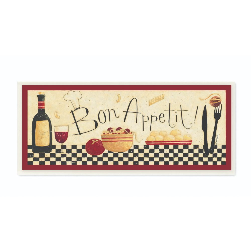 Bon Appetit Red and Beige Wood Kitchen Wall Plaque