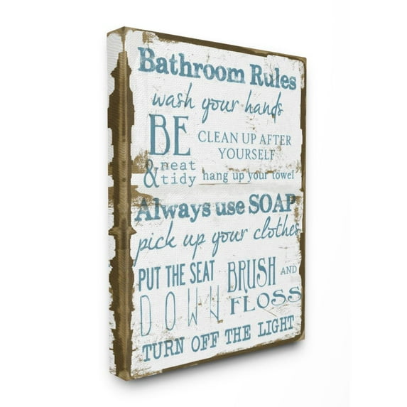 Stupell IndustriesBrown and Blue Classic Bathroom RulesCanvas Wall Art by Taylor Greene
