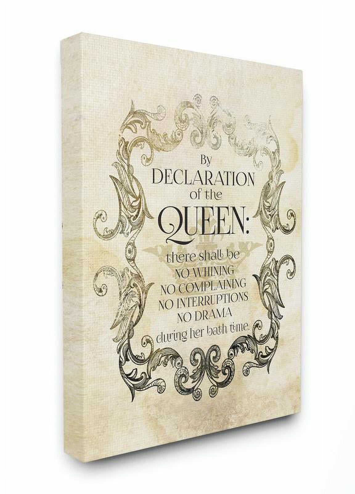 Stupell IndustriesBy Declaration Of The Queen Textual Bath Art Canvas Wall Art by Melody Hogan