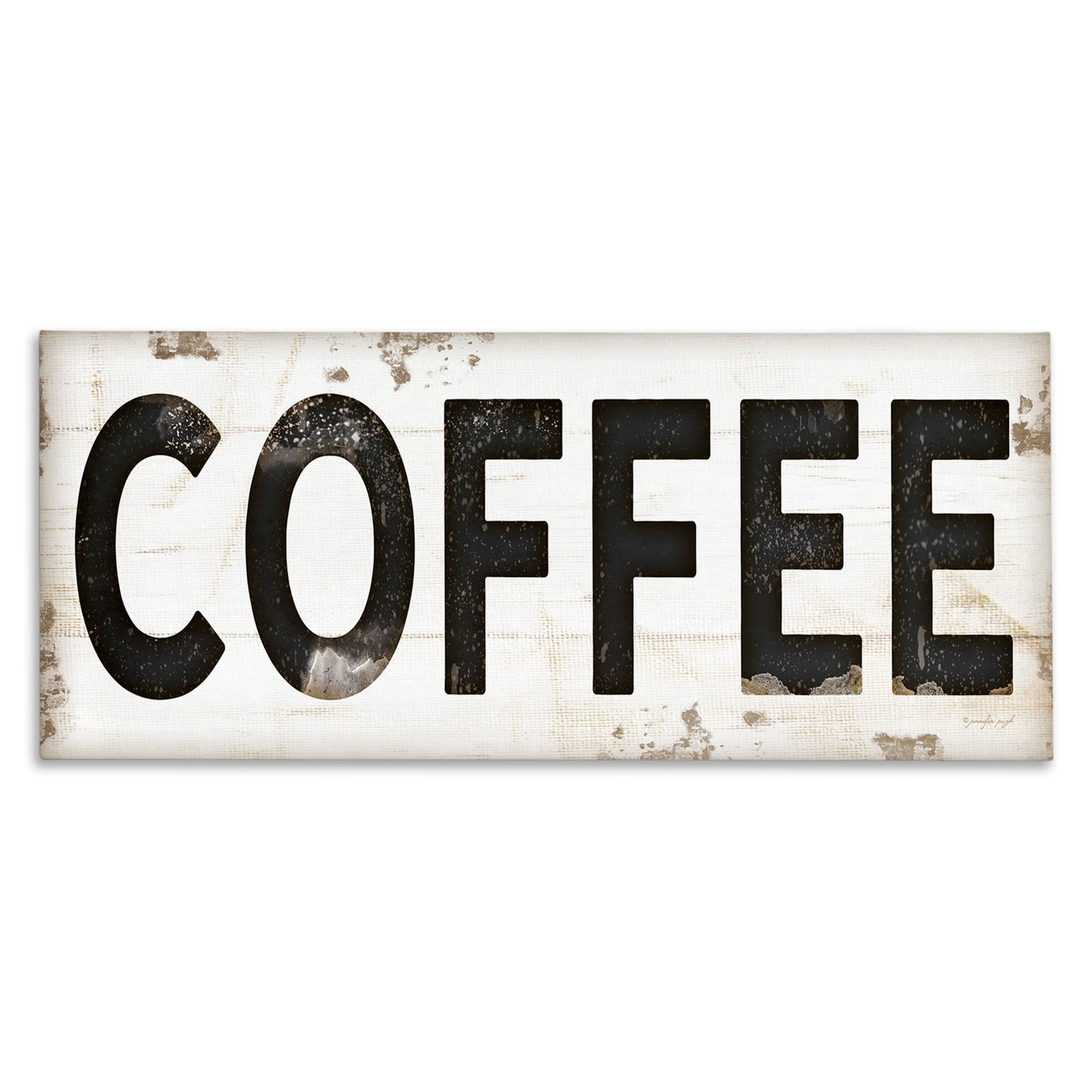 Vintage Coffee Typography Canvas Wall Art with Wooden Frame