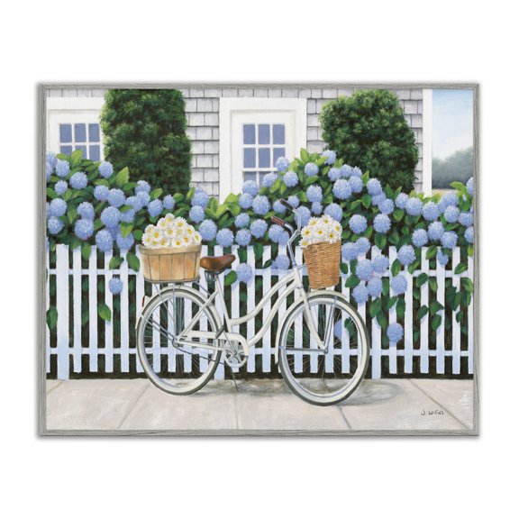 Stupell Industries Rustic Lodge Cape Cod Daisy Bike Gray Framed Giclee Art, 20 x 16, by Wild Apple Portfolio