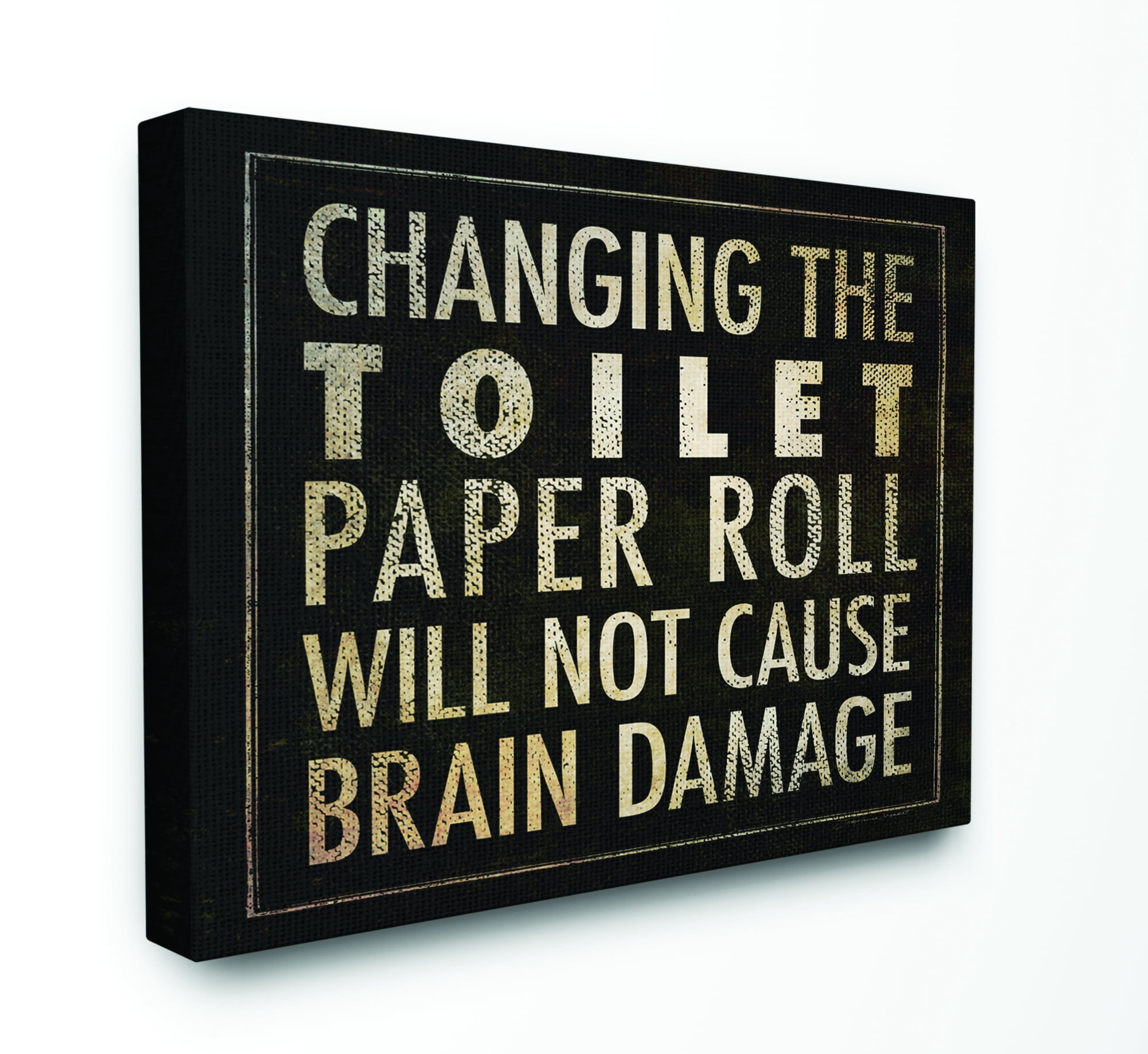 Stupell IndustriesChanging The Toilet Paper ' Black Bathroom Canvas Wall Art by Stephanie Workman Marrott