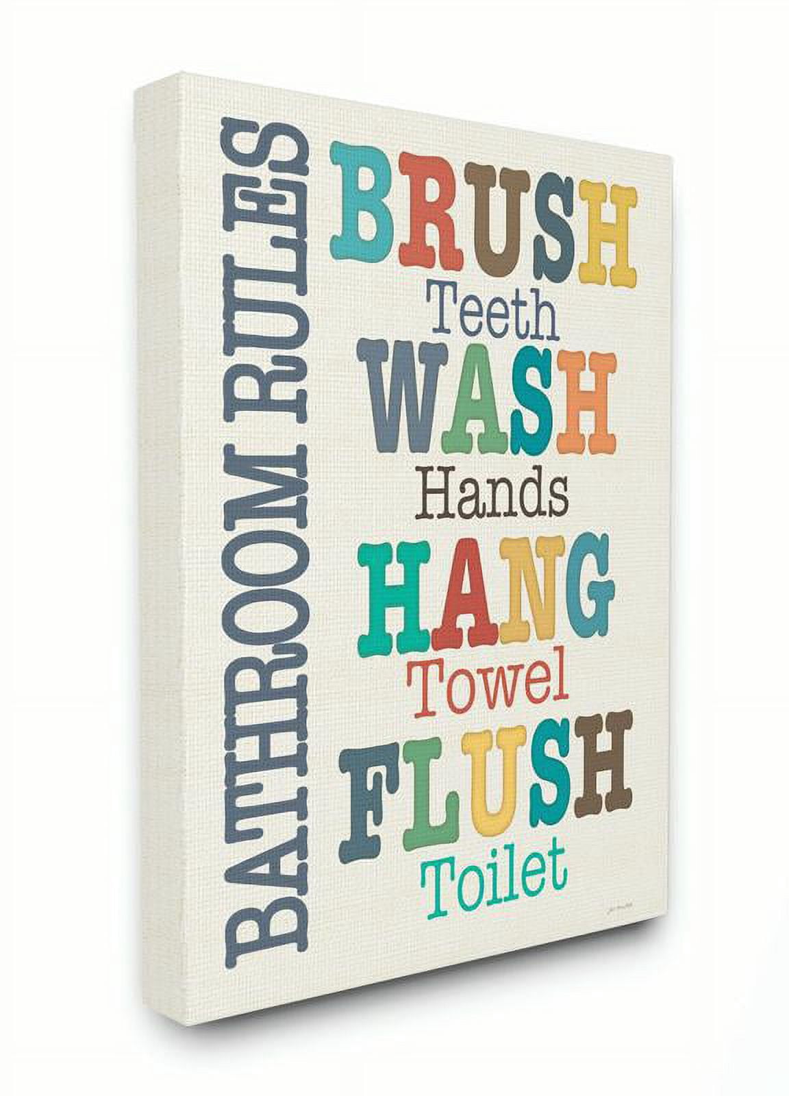 Stupell IndustriesColorful Bathroom Rules TypogCanvas Wall Art by Jo Moulton