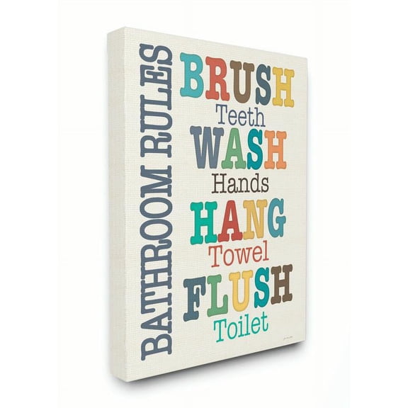 Stupell IndustriesColorful Bathroom Rules TypogCanvas Wall Art by Jo Moulton