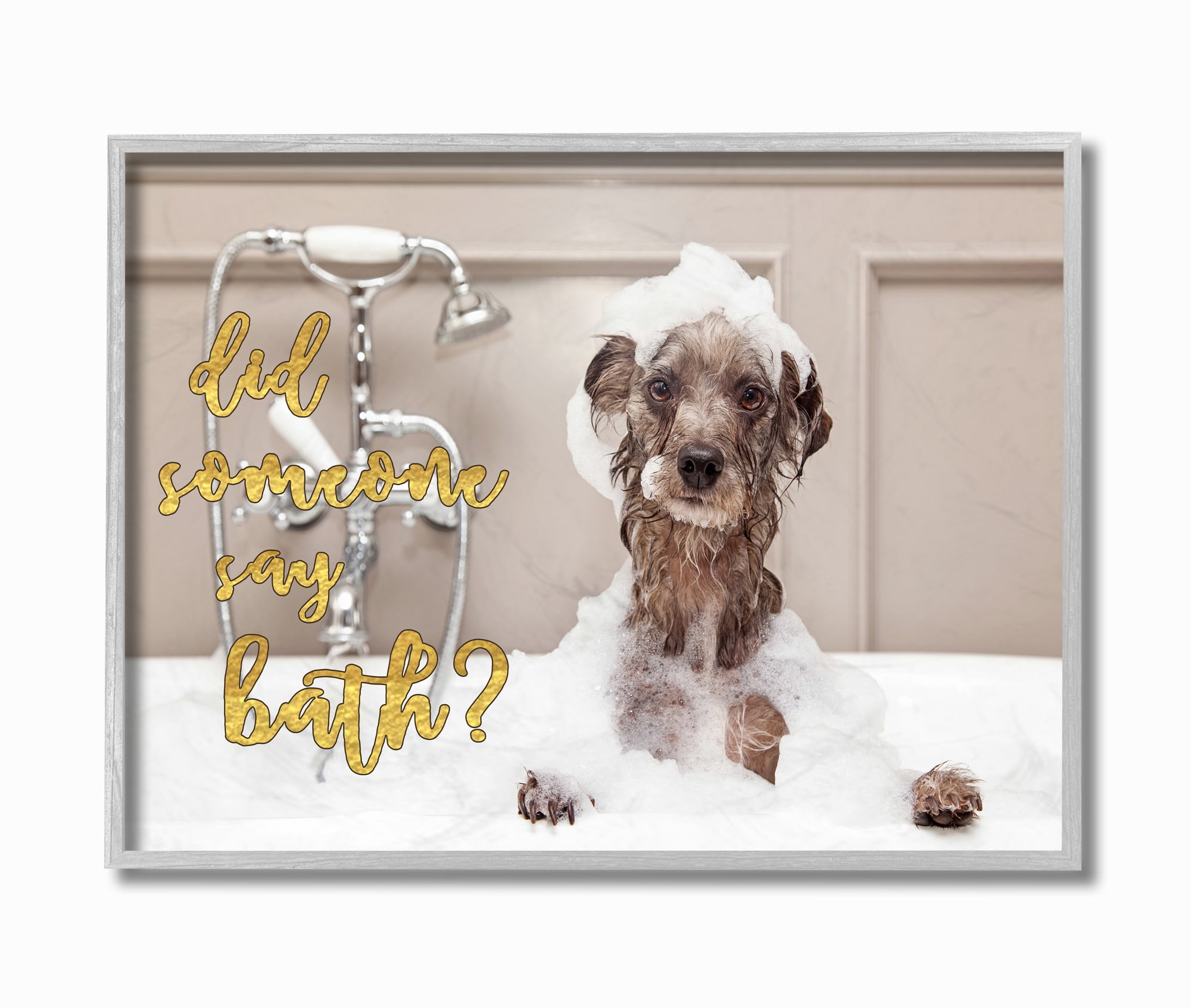 Stupell IndustriesDid Someone Say Bath? Bubble Bath DogFramed Wall Art by Daphne Poselli
