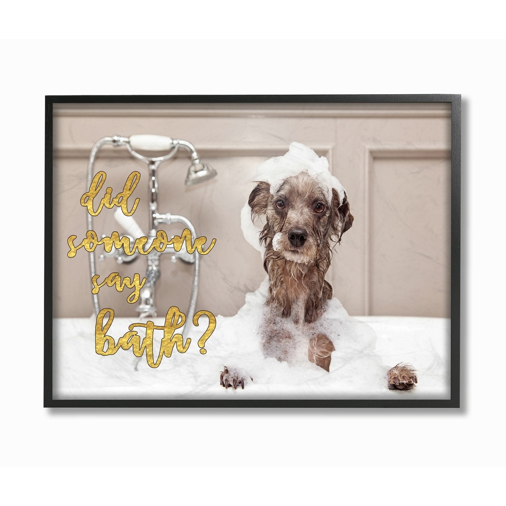 Stupell IndustriesDid Someone Say Bath? Bubble Bath DogFramed Wall Art by Daphne Poselli