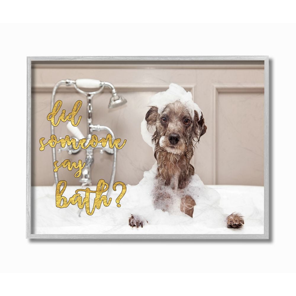 Stupell IndustriesDid Someone Say Bath? Bubble Bath DogFramed Wall Art by Daphne Poselli