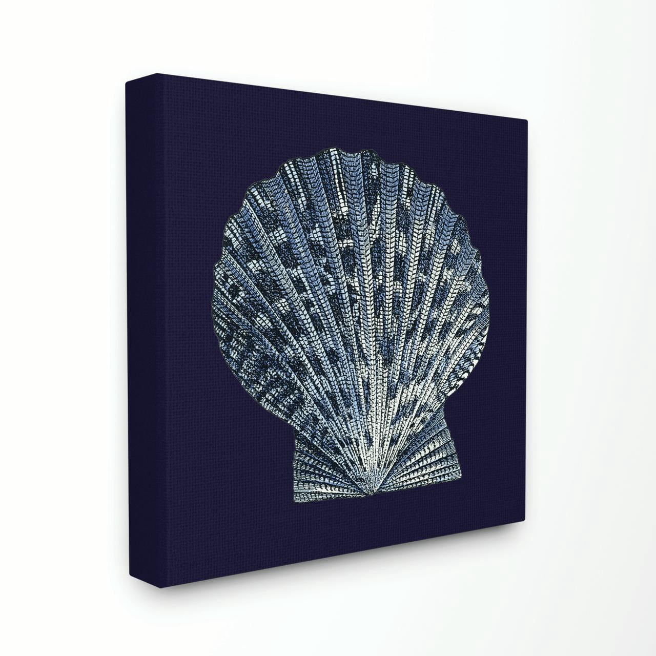 Stupell IndustriesDistressed Navy and White Scallop ShellCanvas Wall Art by World Art Group