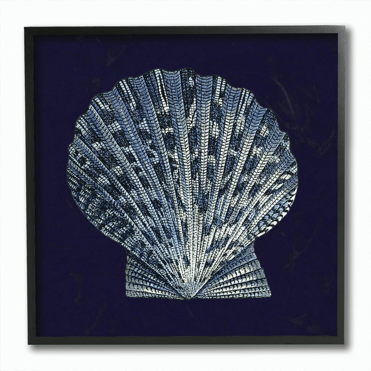 Stupell IndustriesDistressed Navy and White Scallop ShellFramed Wall Art by World Art Group