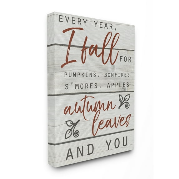 Stupell IndustriesEvery Year I Fall For You Red and Grey Typography Canvas Wall Art by Daphne Polselli