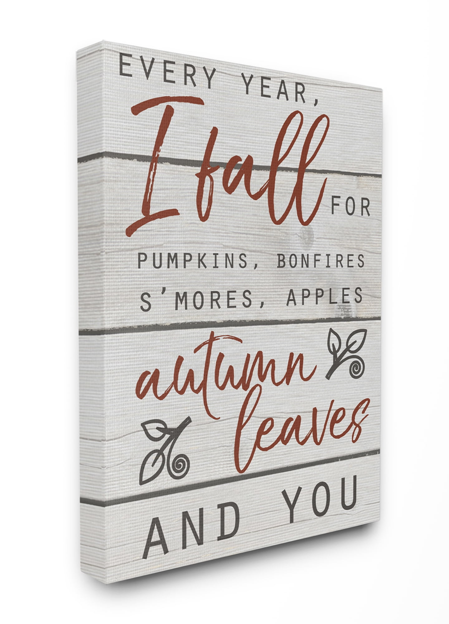 Stupell IndustriesEvery Year I Fall For You Red and Grey Typography Canvas Wall Art by Daphne Polselli
