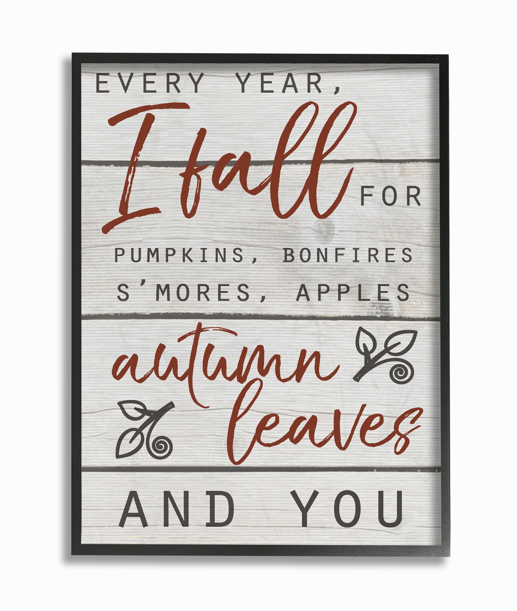 Stupell IndustriesEvery Year I Fall For You Red and Grey Typography Framed Wall Art by Daphne Polselli