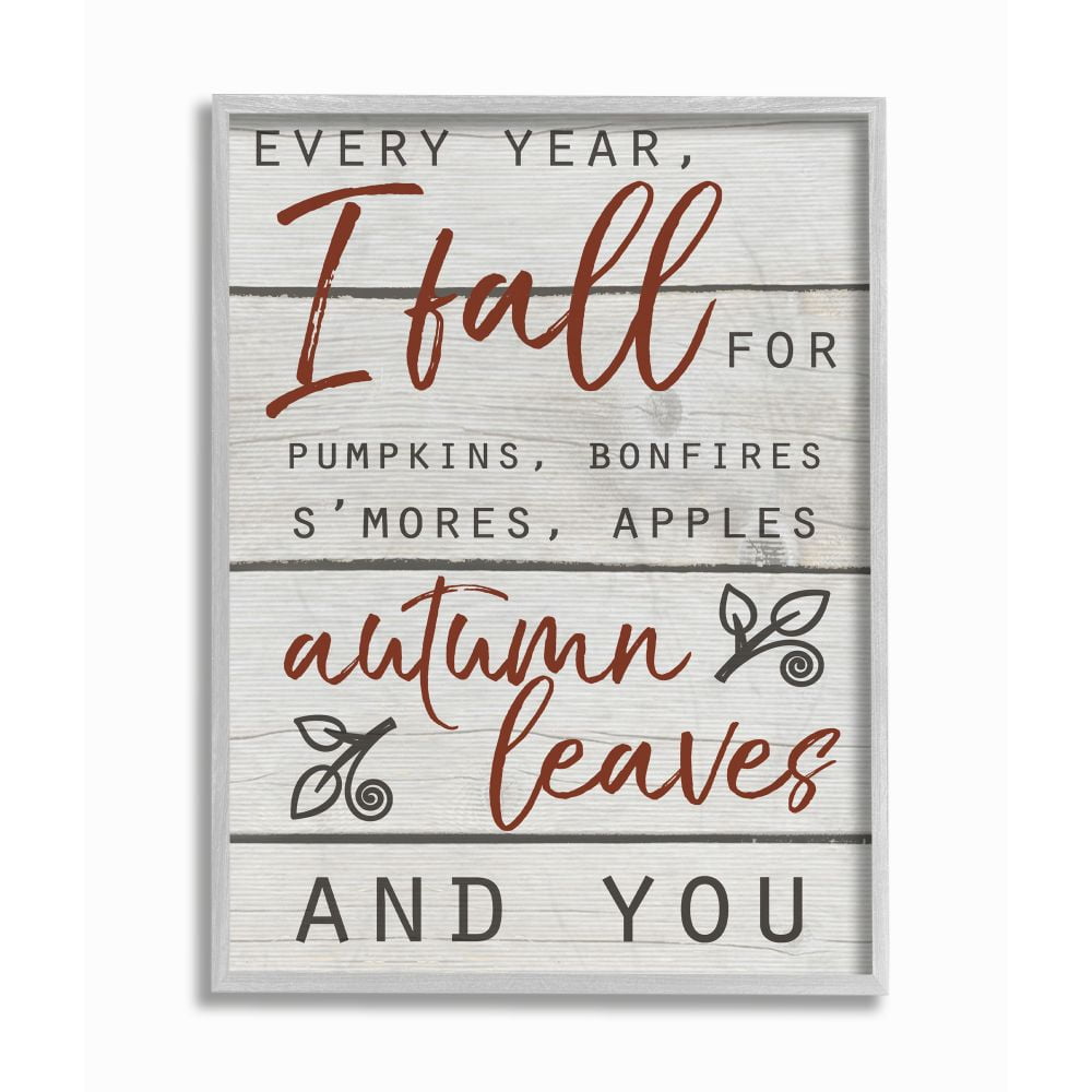 Stupell IndustriesEvery Year I Fall For You Red and Grey Typography Framed Wall Art by Daphne Polselli