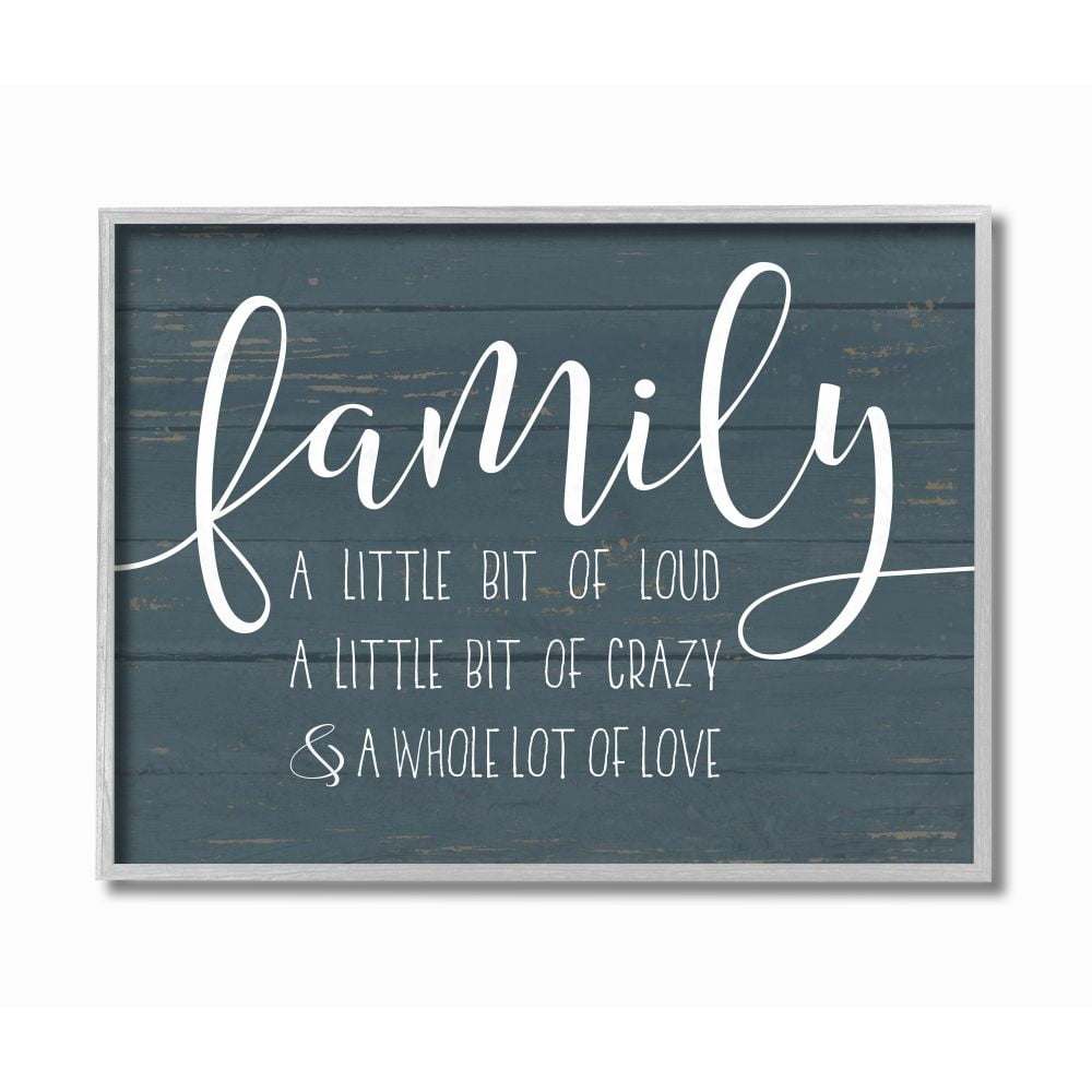 Gray Framed Family Typography Canvas Wall Art, 16 x 20