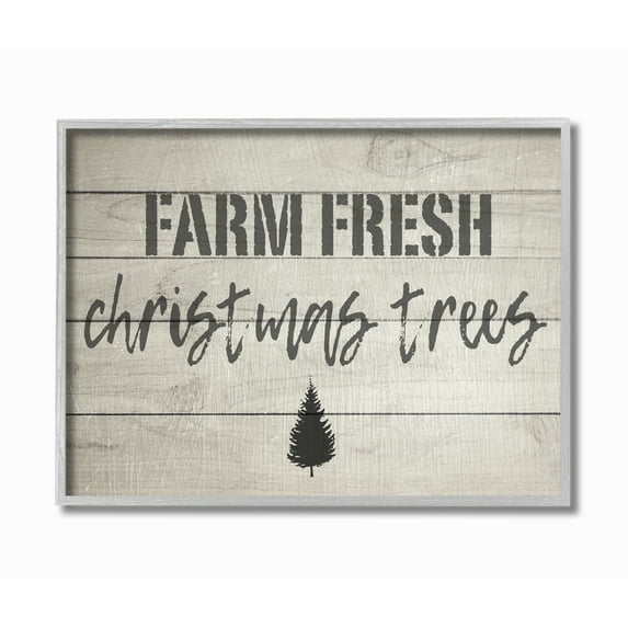 Stupell IndustriesFarm Fresh Christmas Trees Vintage SignFramed Wall Art by Daphne Polselli