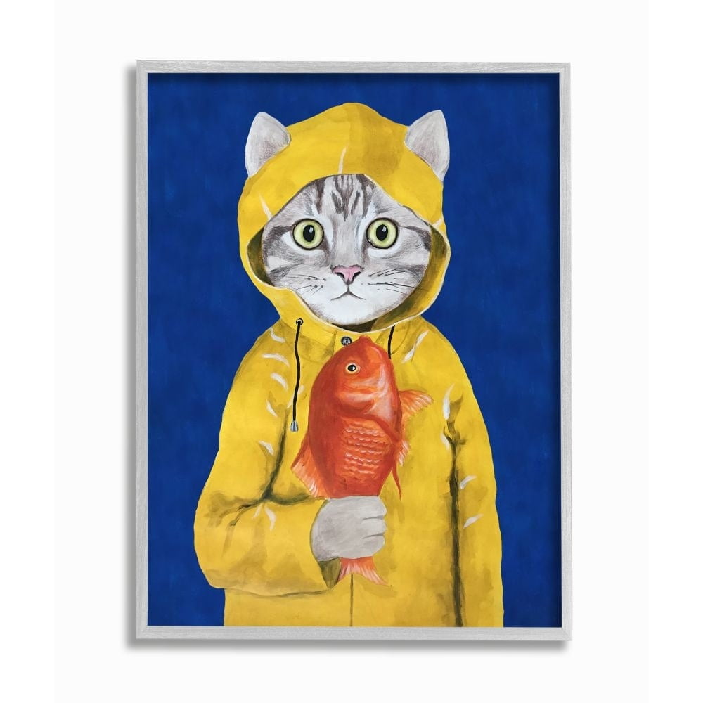 Stupell IndustriesFisherman Feline Yellow Coat CatFramed Wall Art by Coco de Paris