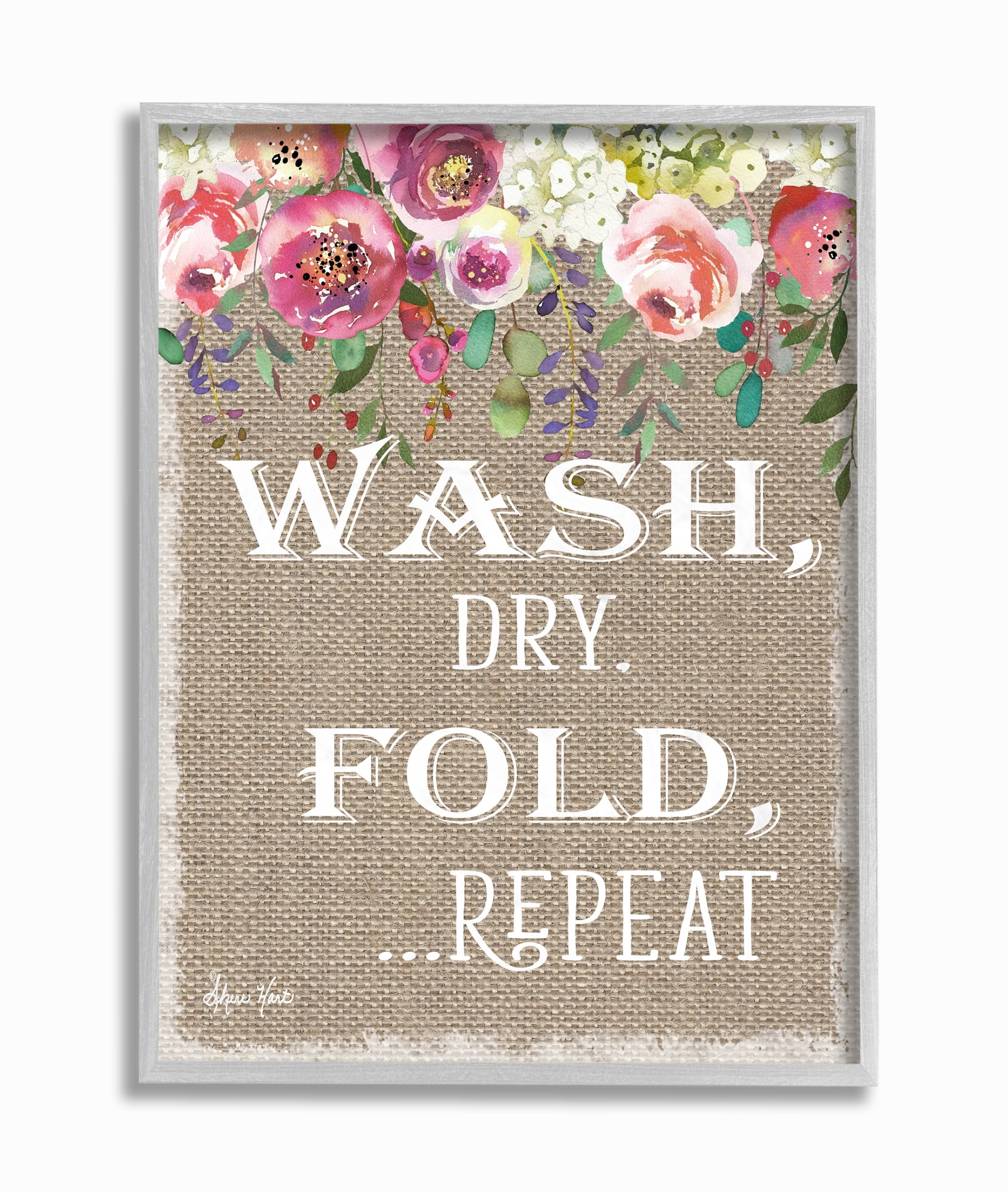 Stupell IndustriesFloral Linen Wash Dry FoldFramed Wall Art by Sheri Hart