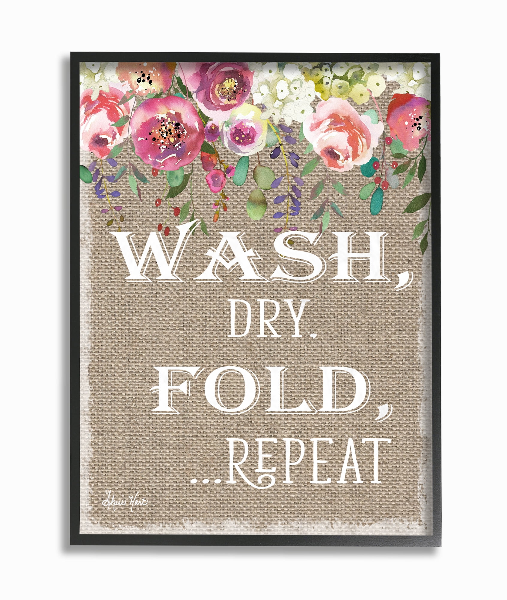 Stupell IndustriesFloral Linen Wash Dry FoldFramed Wall Art by Sheri Hart