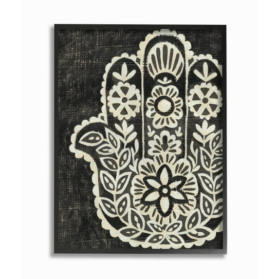 Stupell IndustriesFloral Pattern Black and White HamsaFramed Wall Art by Chariklia Zarris