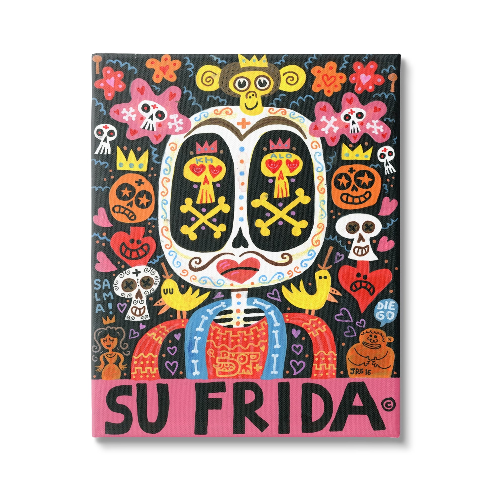 Stupell IndustriesFrida Wrestler Contemporary Pop Style Floral Collage Canvas Wall Art, 36 x 48, Design by Jorge R. Gutierrez