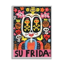 Stupell IndustriesFrida Wrestler Contemporary Pop Style Floral Collage Framed Wall Art, 16 x 20, Design by Jorge R. Gutierrez