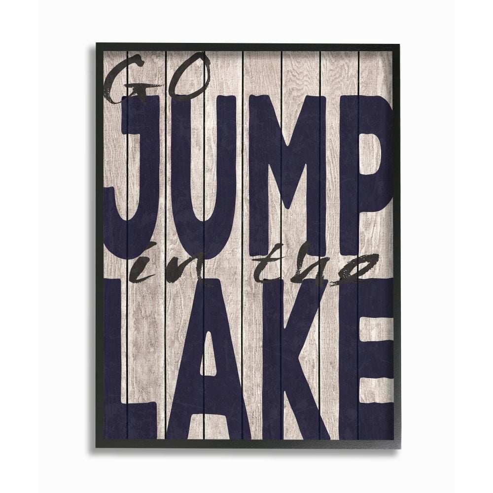 Stupell IndustriesGo Jump In The Lake Country Typography NavyFramed Wall Art by Regina Nouvel