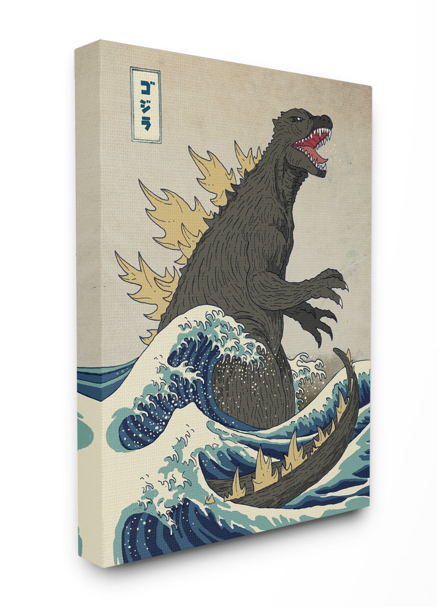 Stupell IndustriesGodzilla in the Waves Eastern Poster Style IllustrationCanvas Wall Art by Michael Buxton