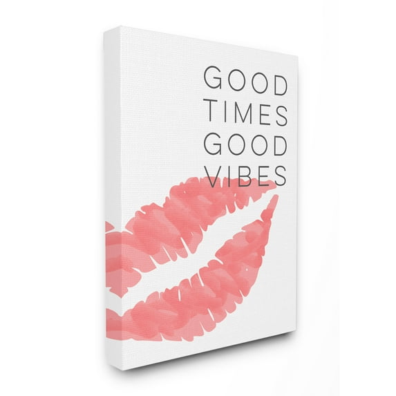 Stupell IndustriesGood Times Good Vibes Lip PrintCanvas Wall Art by Daphne Polselli