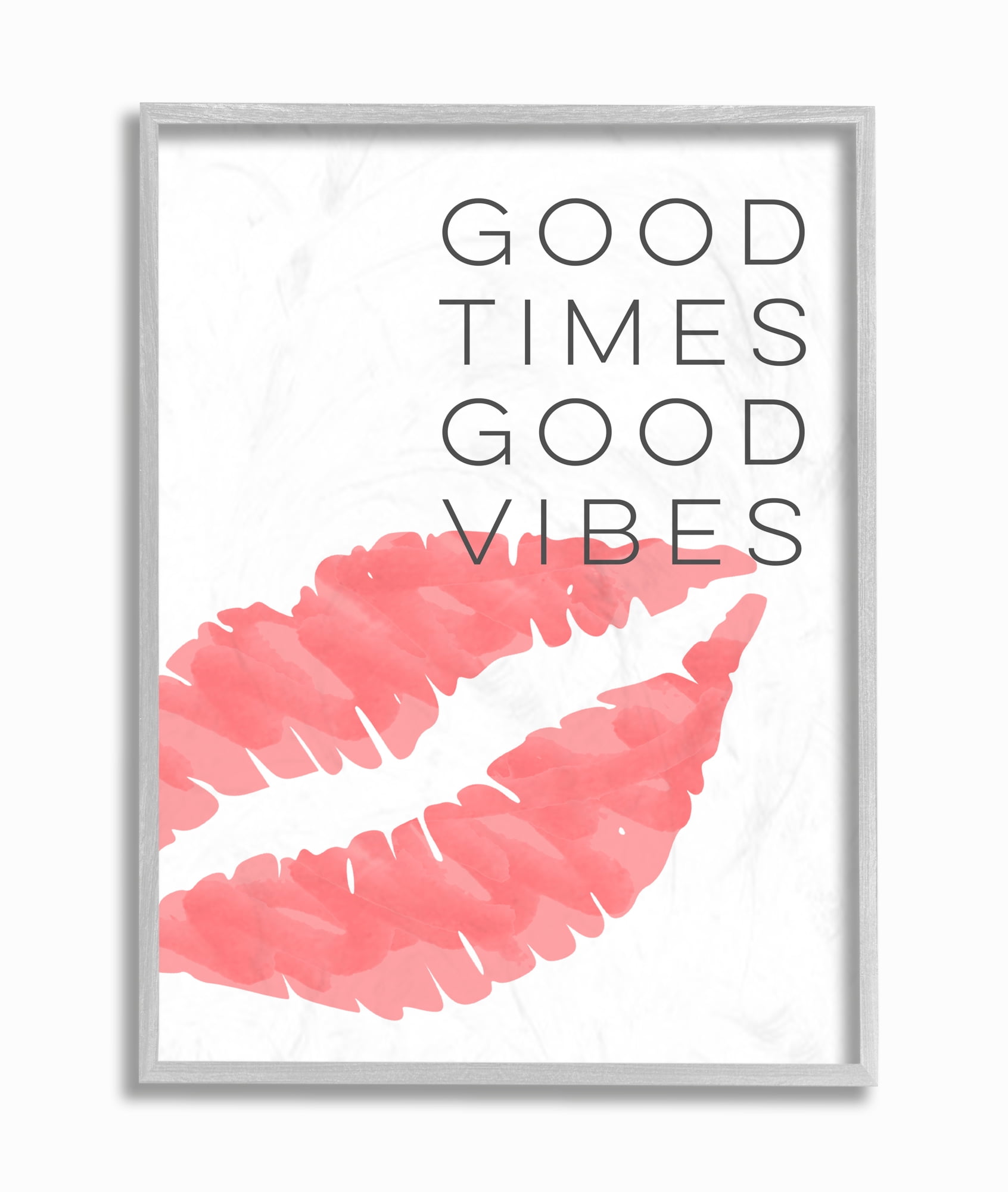 Stupell IndustriesGood Times Good Vibes Lip PrintFramed Wall Art by Daphne Polselli
