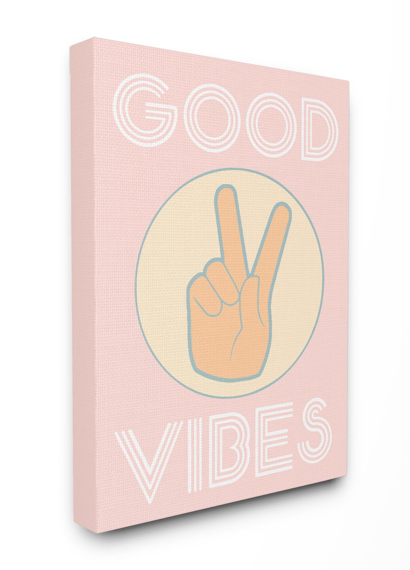Stupell IndustriesGood Vibes Peace Hand Pink Canvas Wall Art by Daphne Polselli