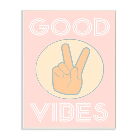 Stupell IndustriesGood Vibes Peace Hand Pink Wall Plaqueby Daphne Polselli