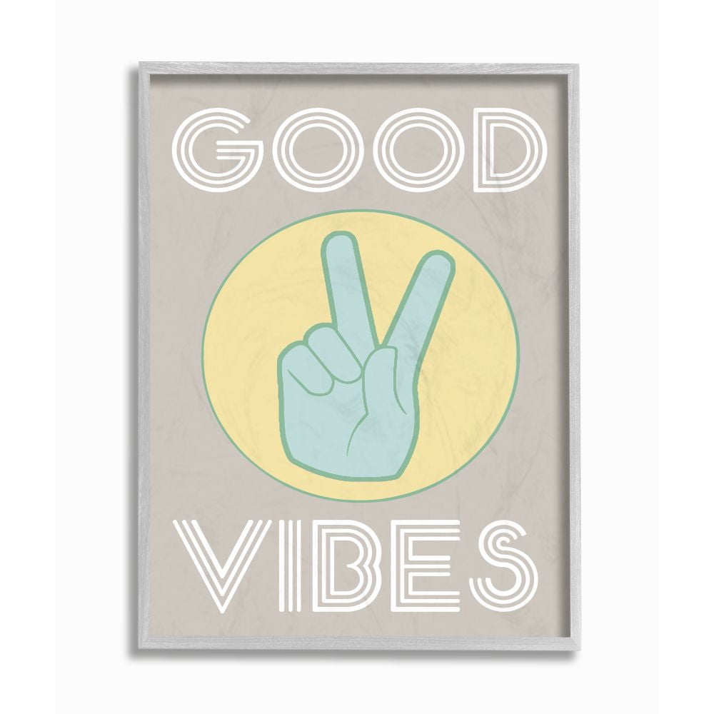 Stupell IndustriesGood Vibes Peace HandFramed Wall Art by Daphne Polselli