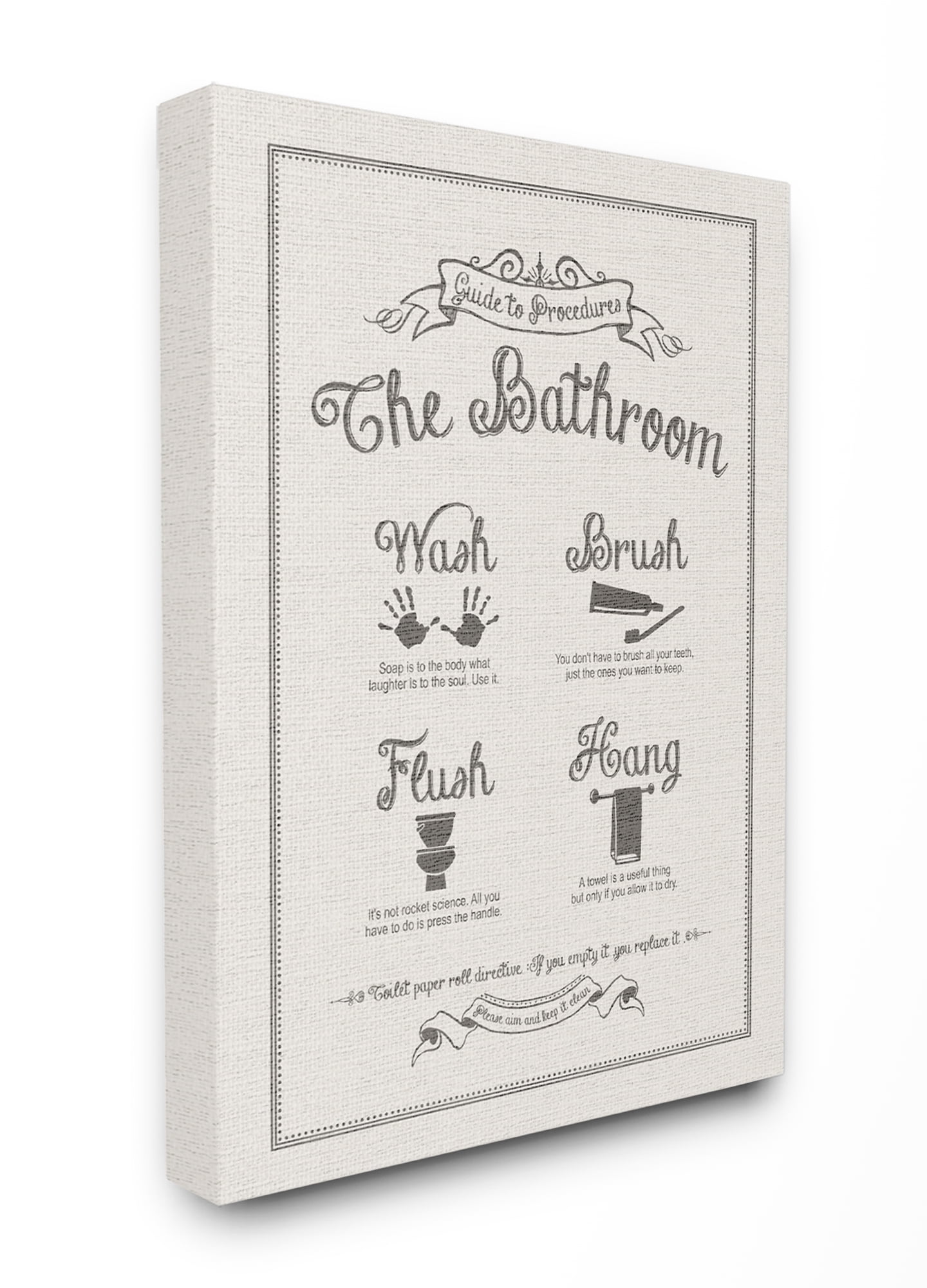 Stupell IndustriesGuide To Bathroom Procedures Linen LookCanvas Wall Art by Lettered and Lined