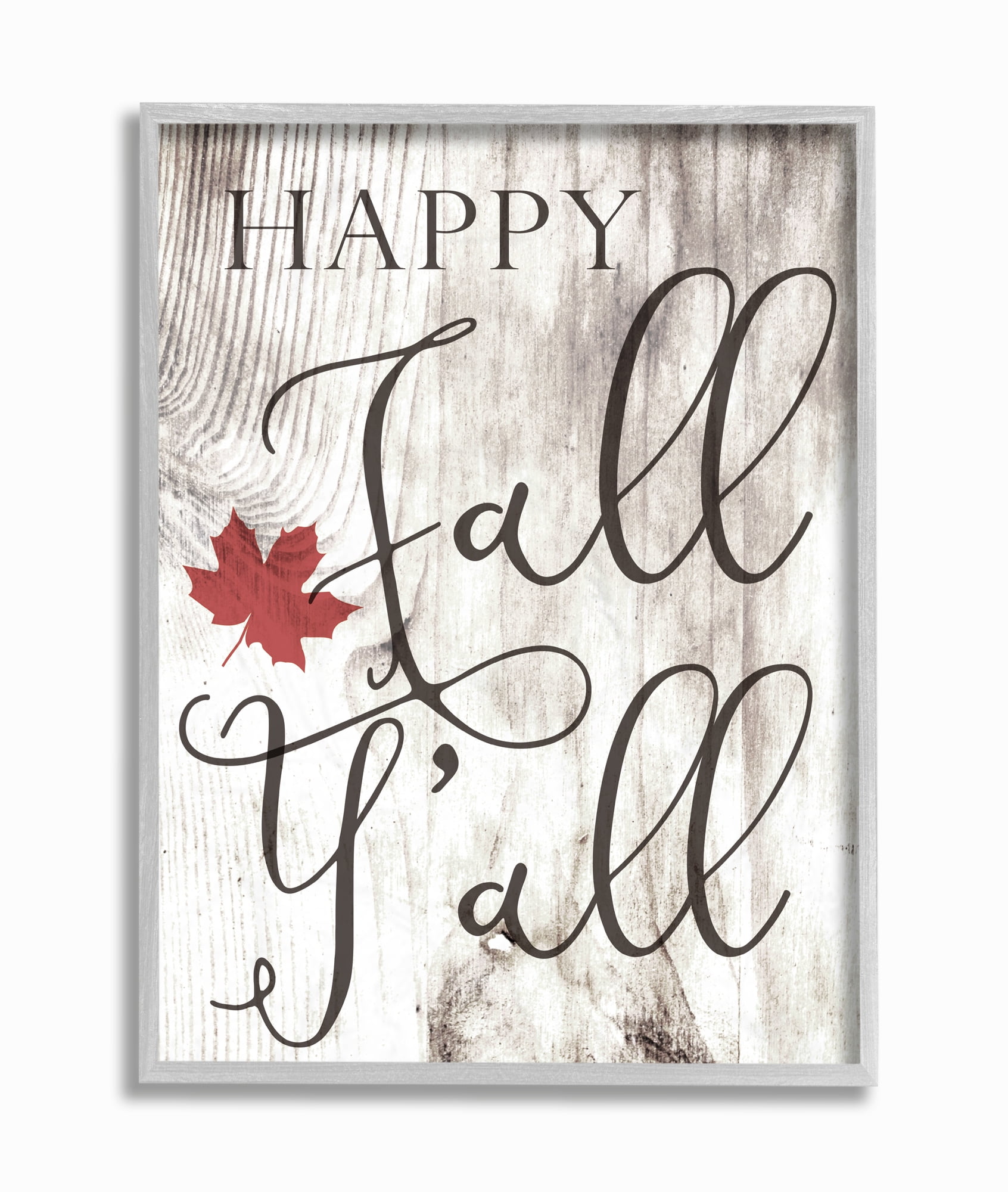 Stupell IndustriesHappy Fall Y'all Typography SignFramed Wall Art by Daphne Polselli