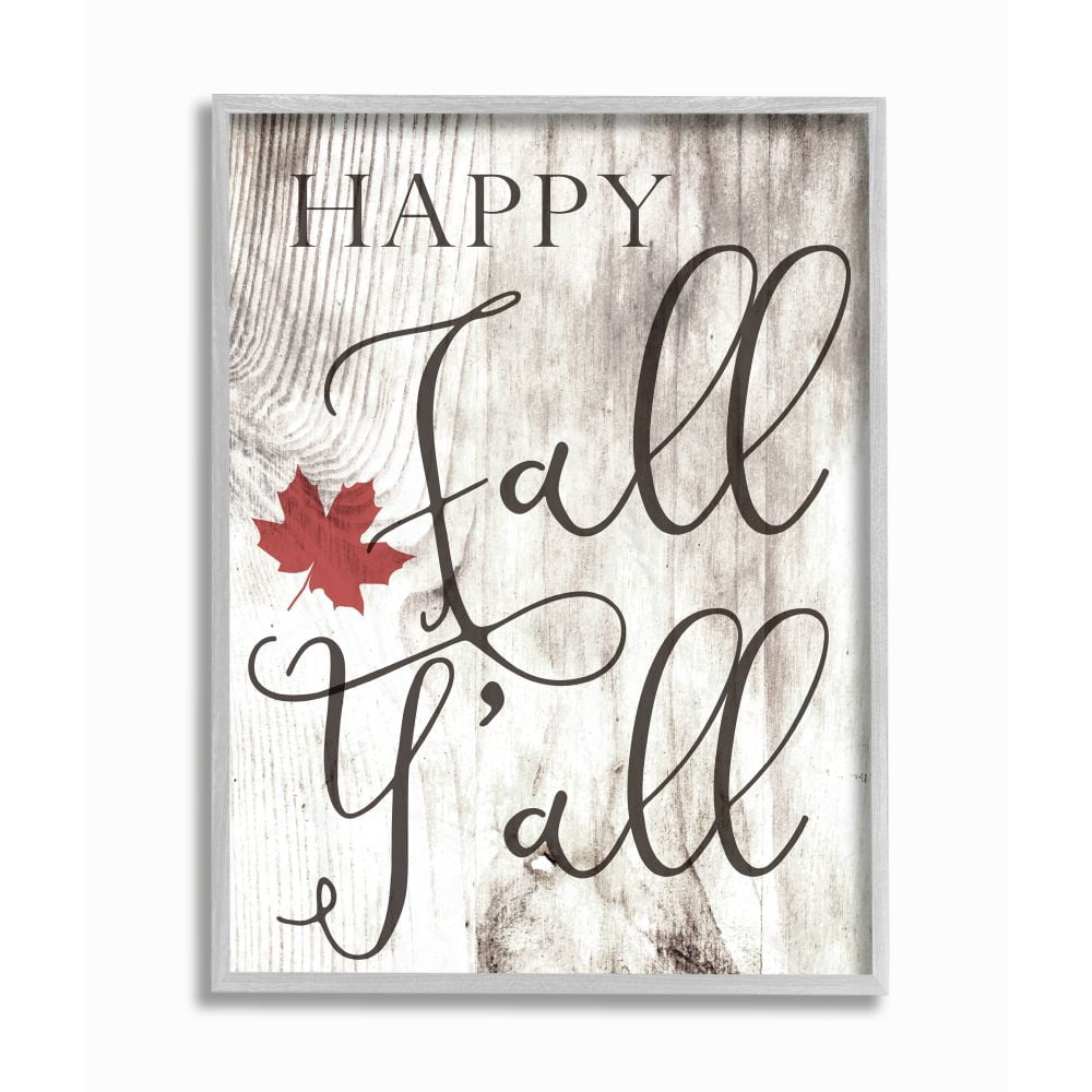 Stupell IndustriesHappy Fall Y'all Typography SignFramed Wall Art by Daphne Polselli