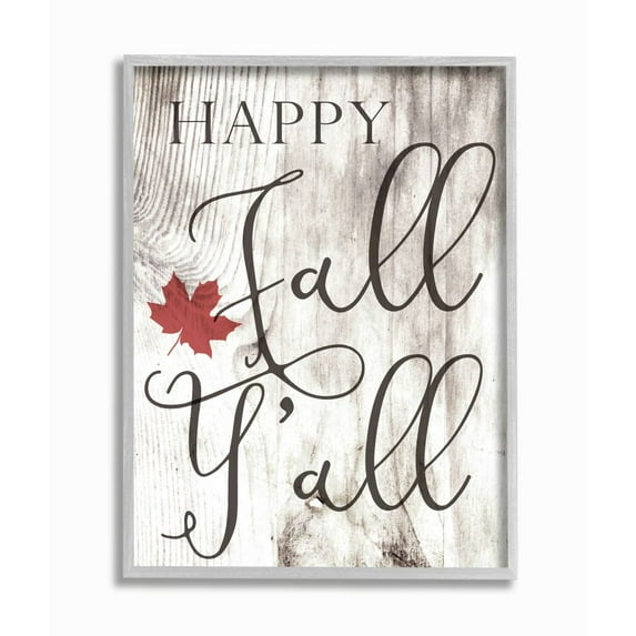 Stupell IndustriesHappy Fall Y'all Typography SignFramed Wall Art by Daphne Polselli