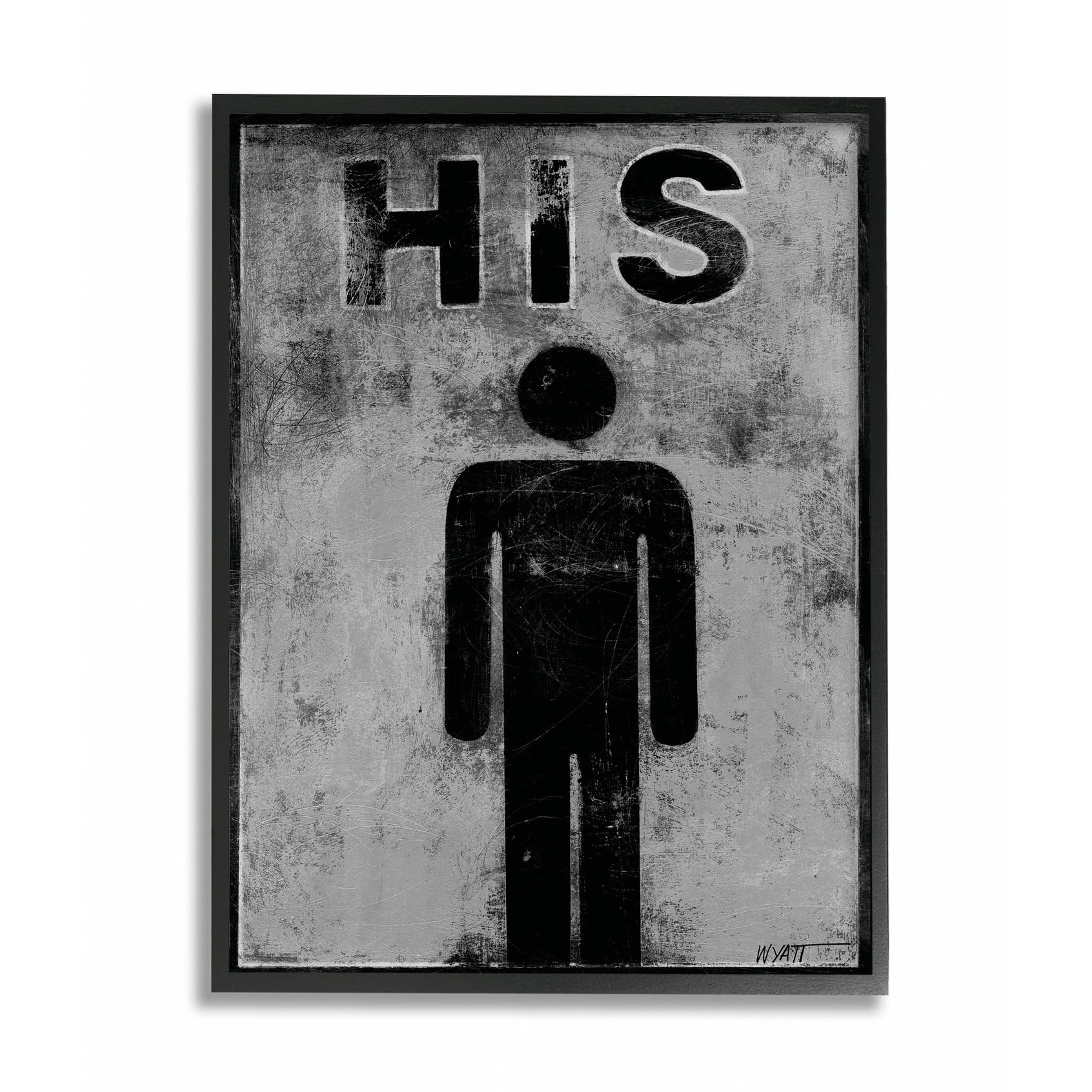 Stupell IndustriesHis Distressed Bathroom SignFramed Wall Art by World Art Group