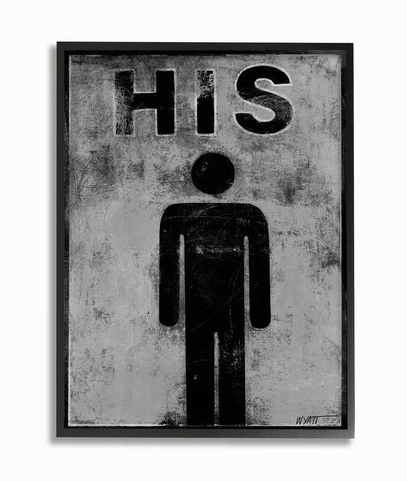 Stupell IndustriesHis Distressed Bathroom SignFramed Wall Art by World Art Group