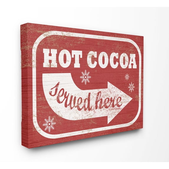 Stupell IndustriesHoliday Rustic Distressed White and Red Vintage Sign Hot Cocoa Served HereCanvas Wall Art by Daphne Polselli