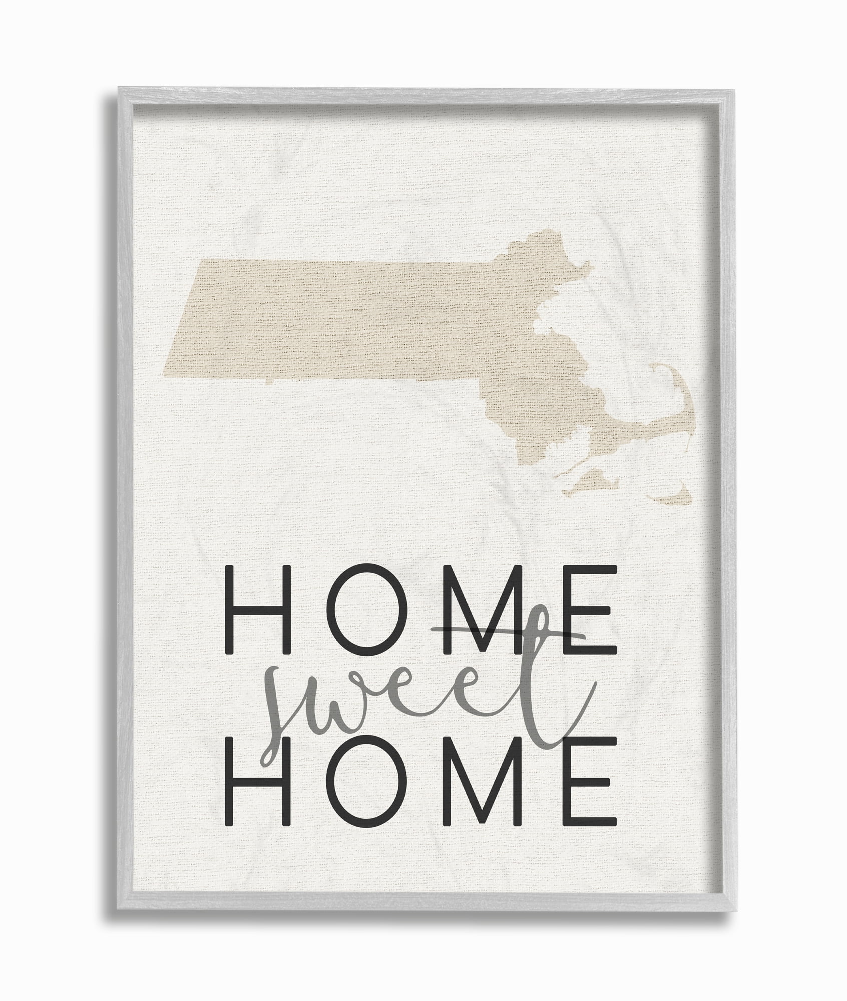 Stupell IndustriesHome Sweet Home Massachusetts Typography Framed Wall Art by Daphne Polselli