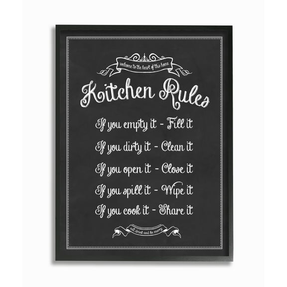 Stupell IndustriesKitchen Rules Chalkboard Vintage SignFramed Wall Art by Lettered and Lined