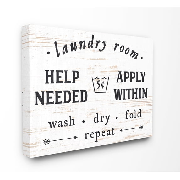 Stupell IndustriesLaundry Room Help Needed Apply WithinCanvas Wall Art by Lettered and Lined