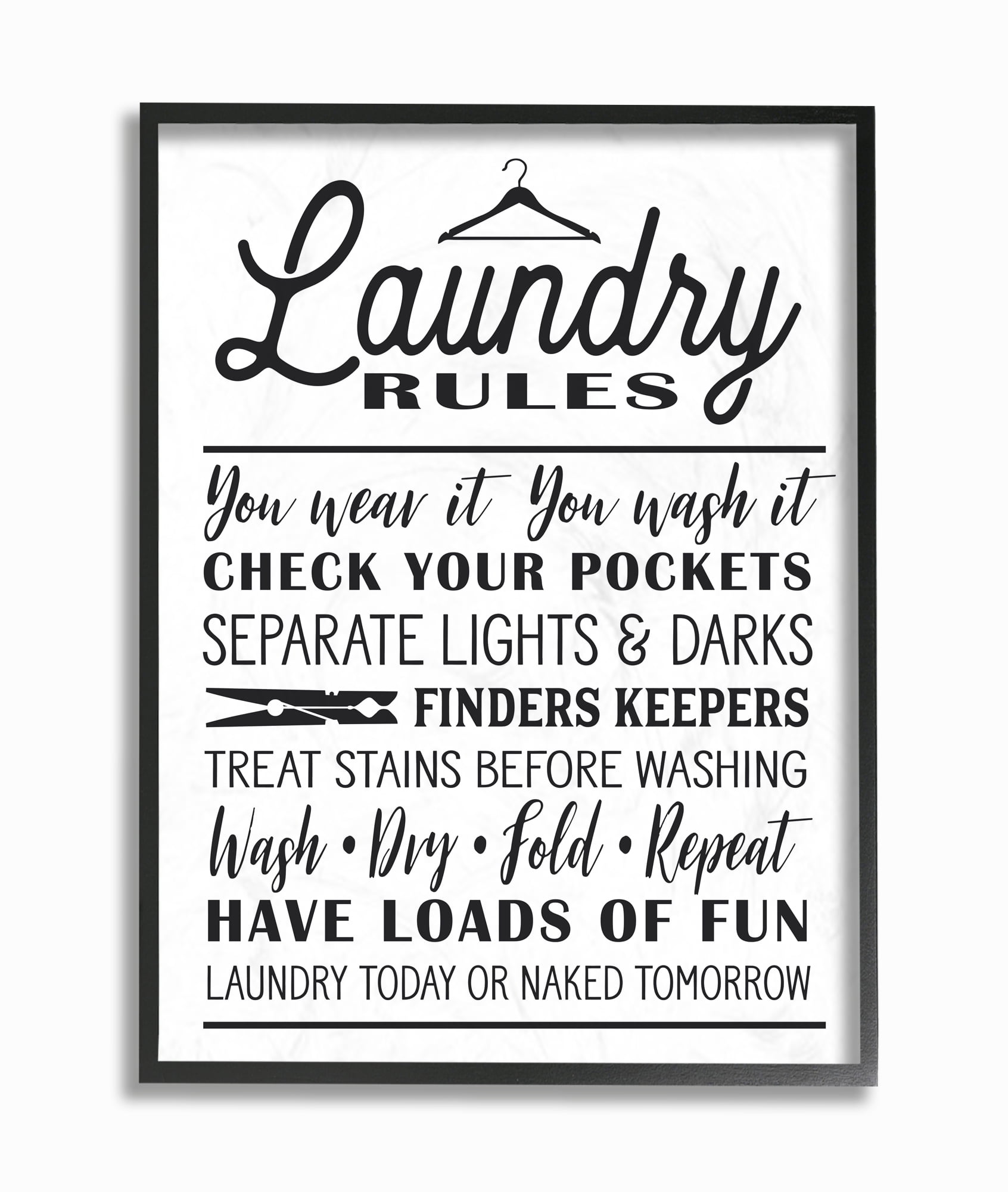 Stupell IndustriesLaundry Rules with Hanger TypographyFramed Wall Art by Lettered and Lined