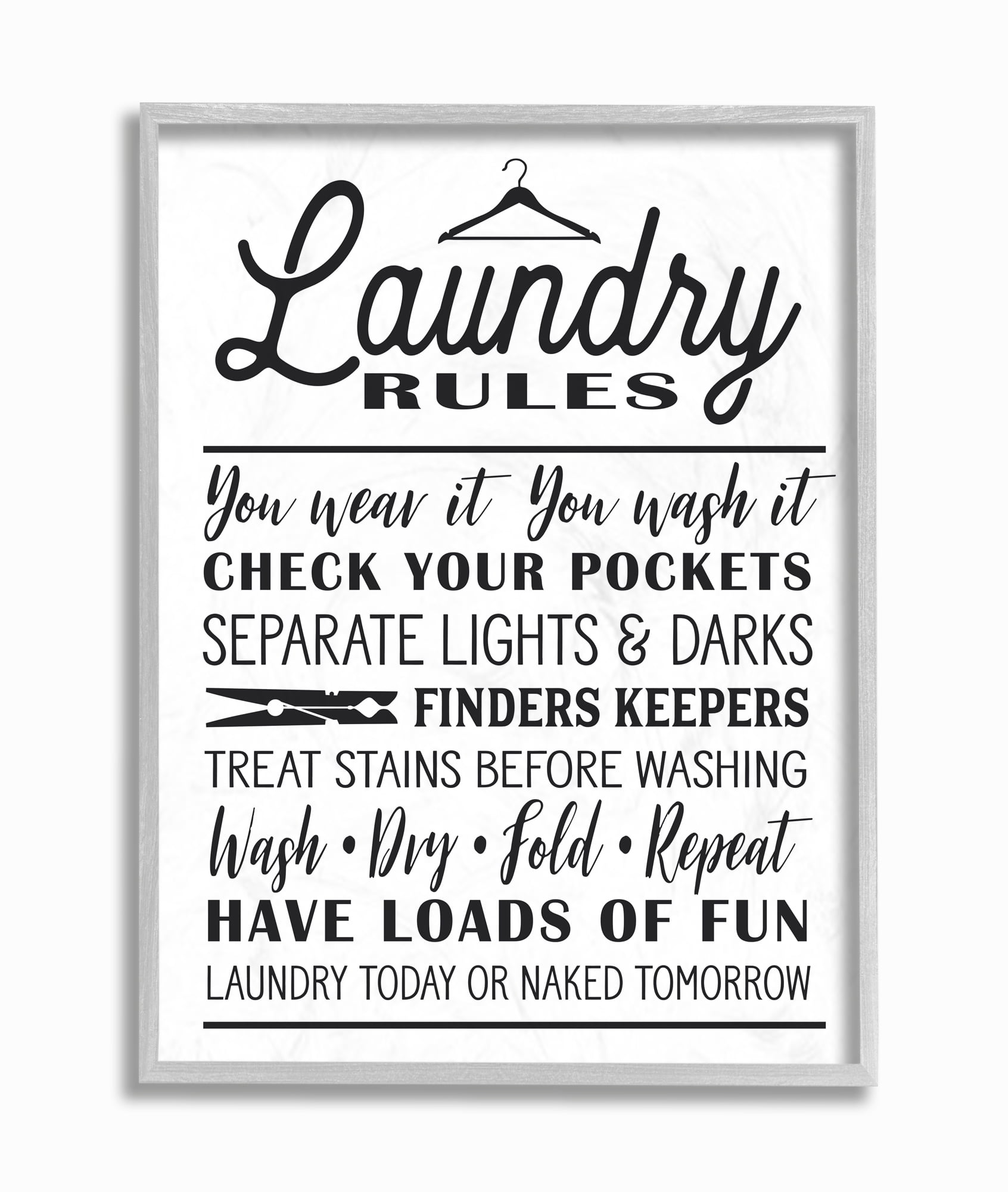 Stupell IndustriesLaundry Rules with Hanger TypographyFramed Wall Art by Lettered and Lined