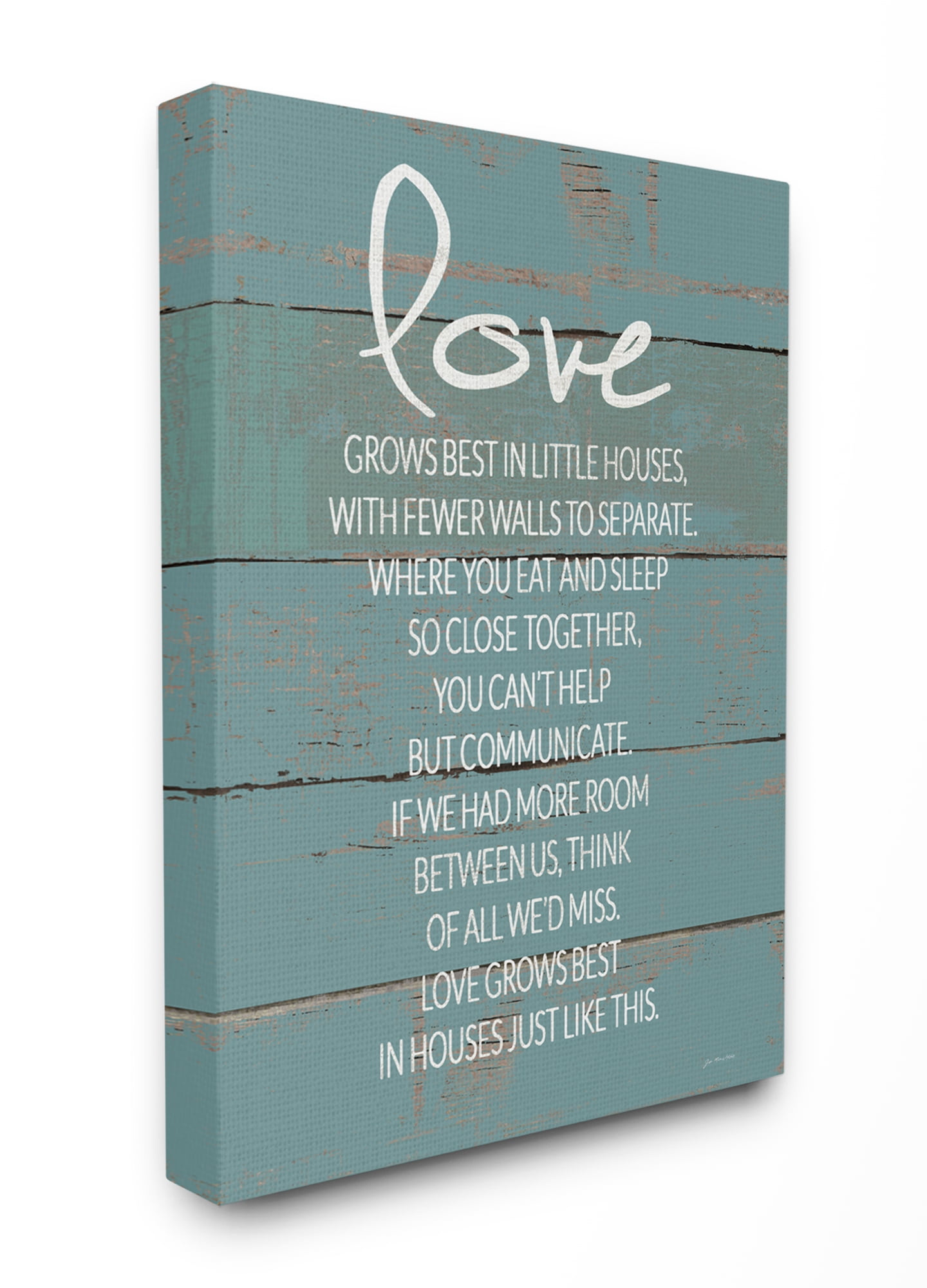 Stupell IndustriesLove Grows Best in Little Houses Distressed Teal ShiplapCanvas Wall Art by Jo Moulton
