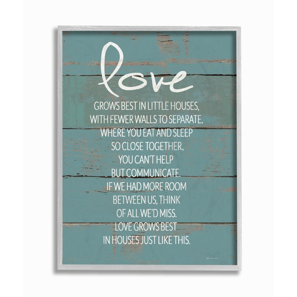 Stupell IndustriesLove Grows Best in Little Houses Distressed Teal ShiplapFramed Wall Art by Jo Moulton