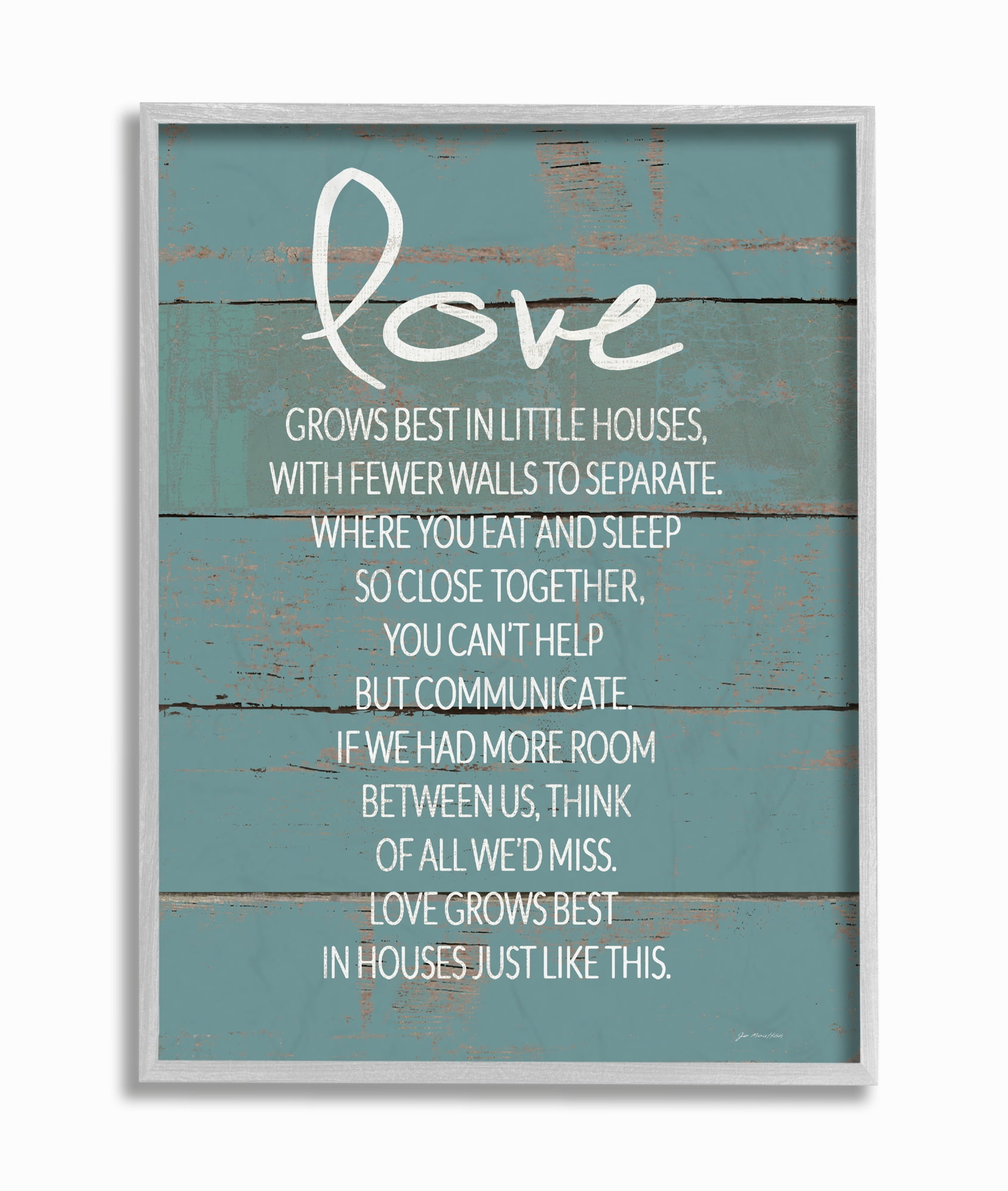 Stupell IndustriesLove Grows Best in Little Houses Distressed Teal ShiplapFramed Wall Art by Jo Moulton